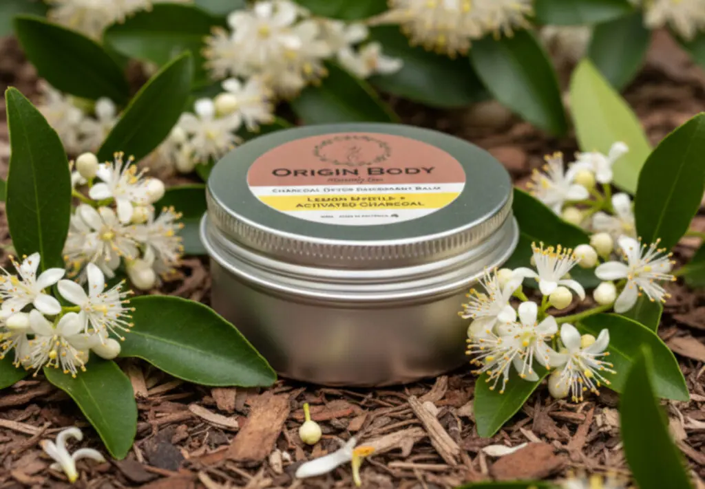 Origin Body - aluminium-free natural charcoal deodorant balm with lemon myrtle
